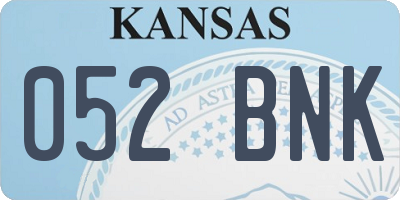 KS license plate 052BNK