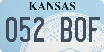 KS license plate 052BOF