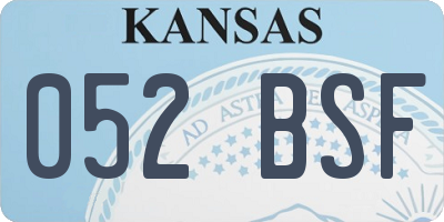 KS license plate 052BSF