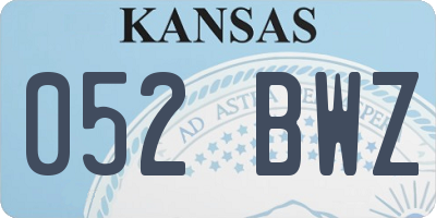 KS license plate 052BWZ