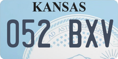 KS license plate 052BXV