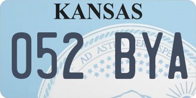 KS license plate 052BYA