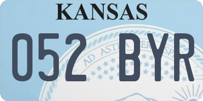 KS license plate 052BYR