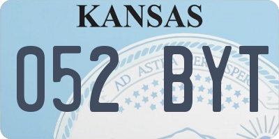 KS license plate 052BYT