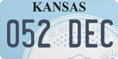 KS license plate 052DEC