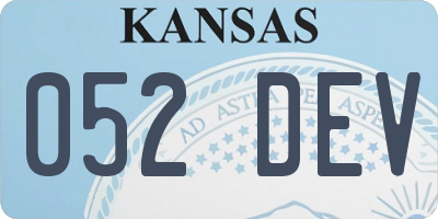 KS license plate 052DEV