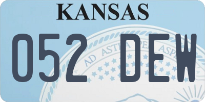 KS license plate 052DEW