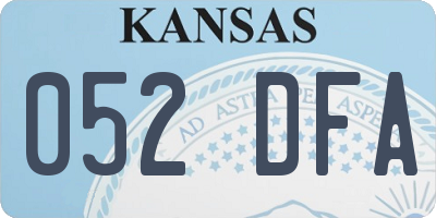 KS license plate 052DFA