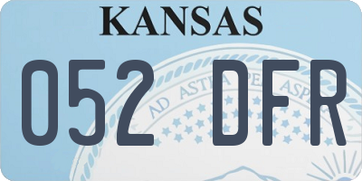 KS license plate 052DFR
