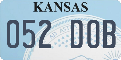KS license plate 052DOB