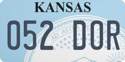 KS license plate 052DOR