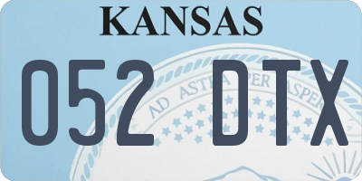 KS license plate 052DTX