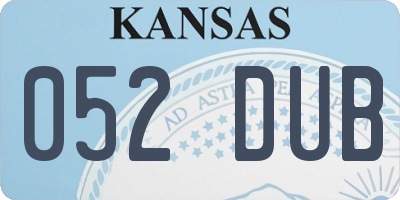 KS license plate 052DUB
