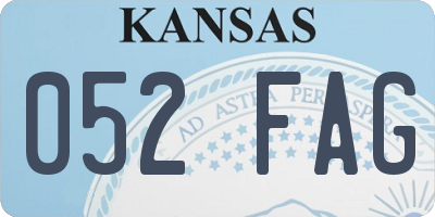 KS license plate 052FAG