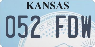 KS license plate 052FDW