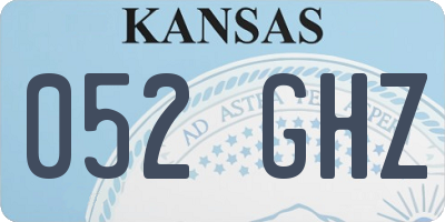KS license plate 052GHZ
