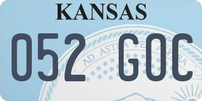 KS license plate 052GOC