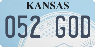 KS license plate 052GOD