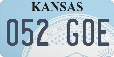 KS license plate 052GOE