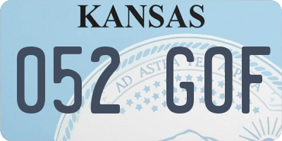 KS license plate 052GOF