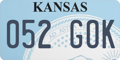 KS license plate 052GOK