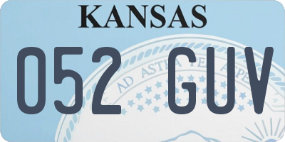 KS license plate 052GUV