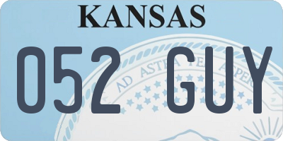 KS license plate 052GUY