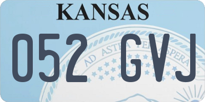 KS license plate 052GVJ
