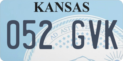 KS license plate 052GVK