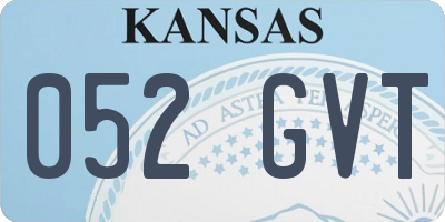 KS license plate 052GVT