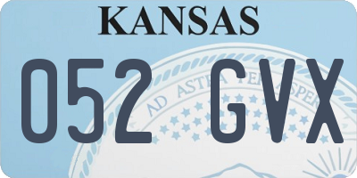 KS license plate 052GVX