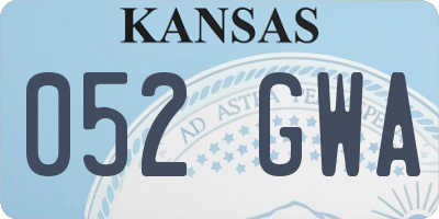KS license plate 052GWA