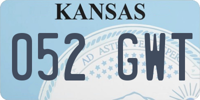 KS license plate 052GWT