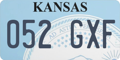 KS license plate 052GXF