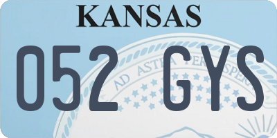 KS license plate 052GYS