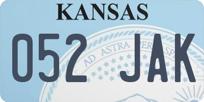 KS license plate 052JAK