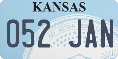 KS license plate 052JAN