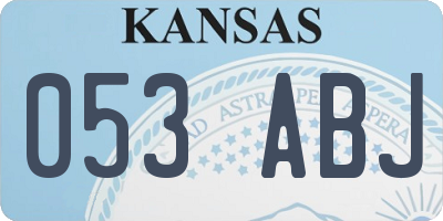 KS license plate 053ABJ