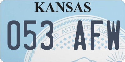 KS license plate 053AFW