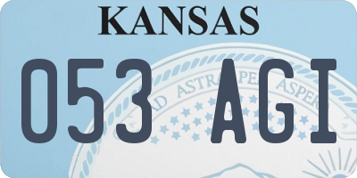 KS license plate 053AGI