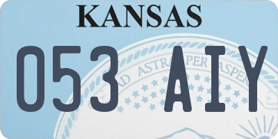 KS license plate 053AIY