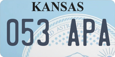 KS license plate 053APA