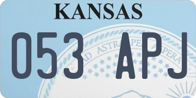 KS license plate 053APJ