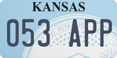 KS license plate 053APP