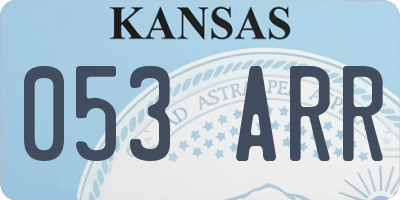 KS license plate 053ARR