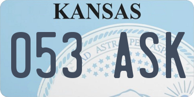 KS license plate 053ASK