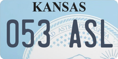 KS license plate 053ASL