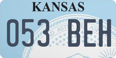 KS license plate 053BEH