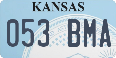 KS license plate 053BMA