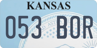 KS license plate 053BOR